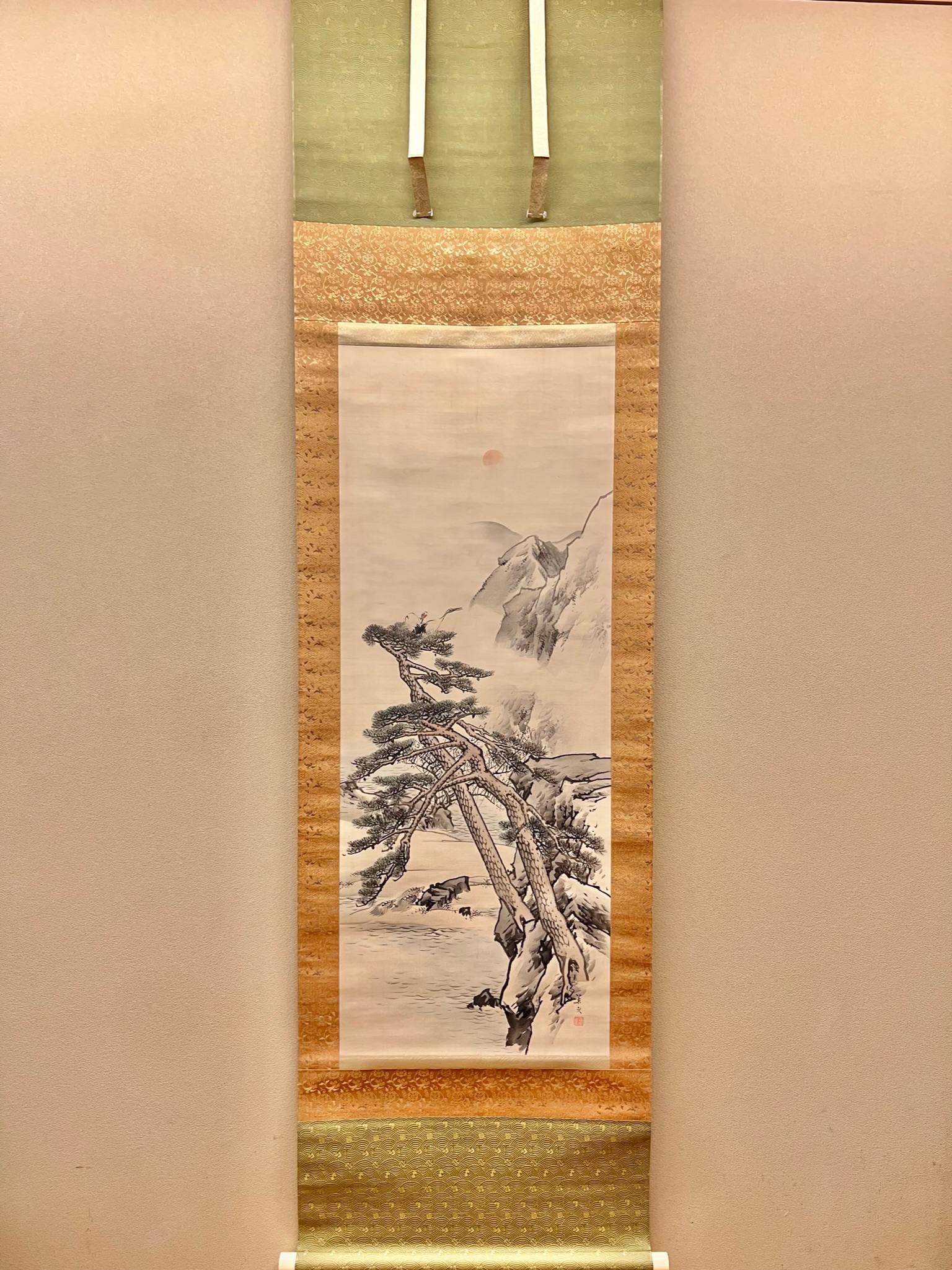 真作/芳旬/山水図/布袋屋掛軸HB-599 真作/芳旬/山水図/布袋屋掛軸HB