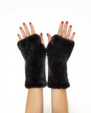 Buy Knitted Mink Section Fingerless Gloves | Maximilian