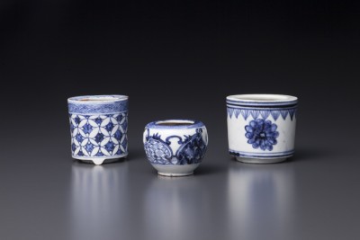 江戸時代 前期 初期伊万里 染付 網手 小碗 箱付 茶碗 酒器 片口として