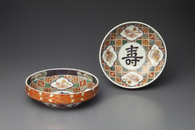 古伊万里 金襴手 窓絵 牡丹の図 輪花鉢 菓子鉢 E900AS-CUq 古伊万里