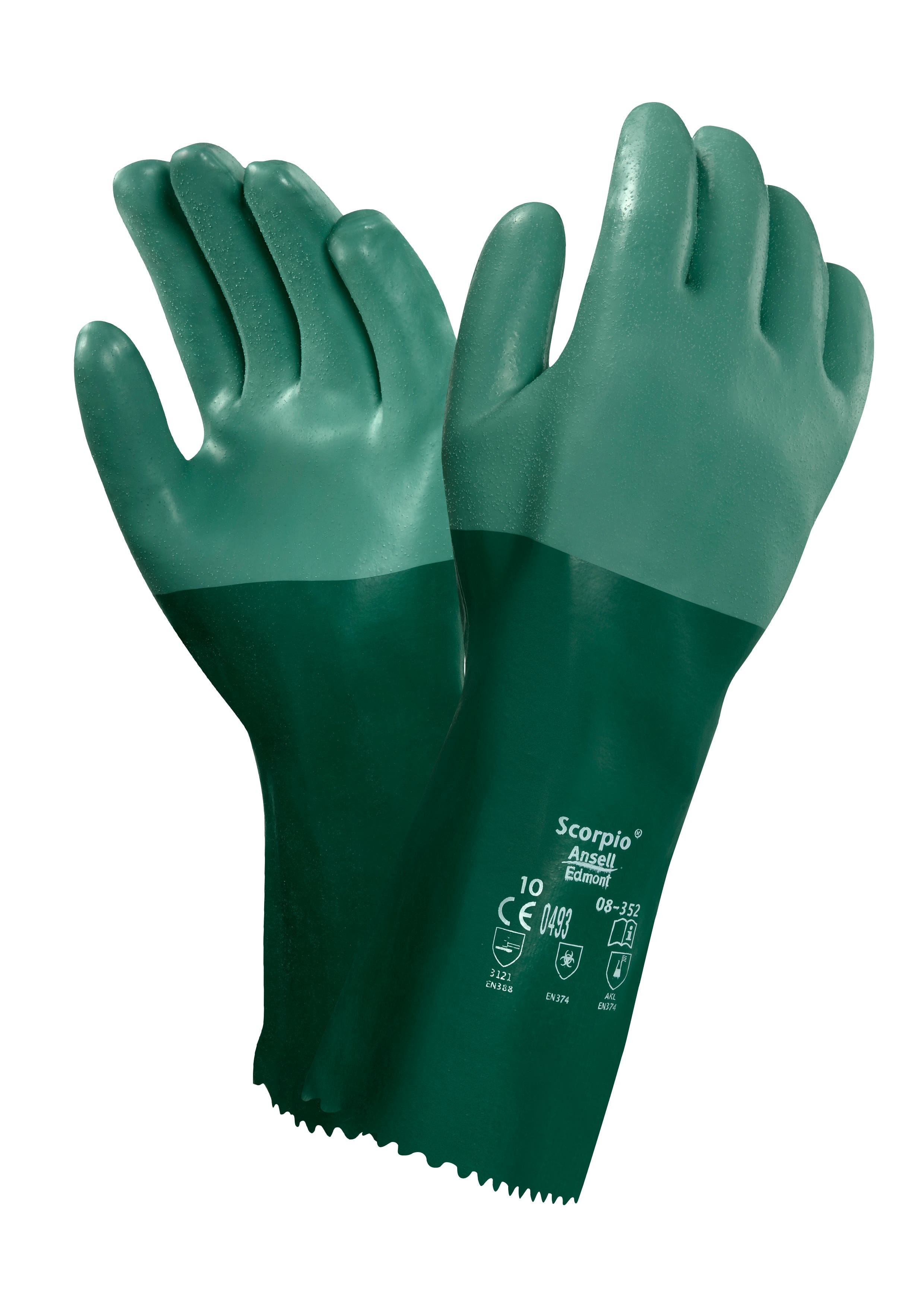 Ansell Scorpio 8-354 Green Neoprene Coated Gloves