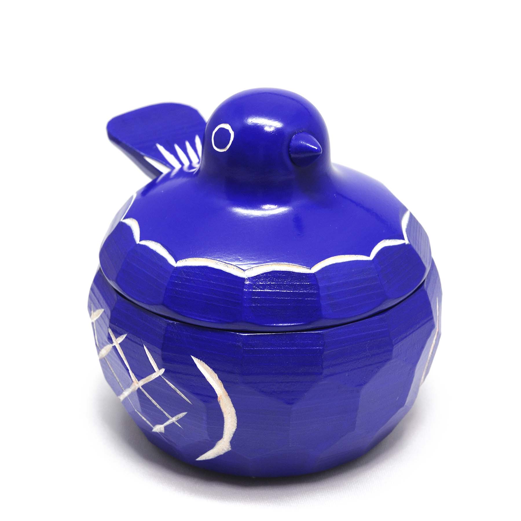 鳩のボンボン入れ（青） | ギャラリーまきの 信州の木製品と美術工芸品