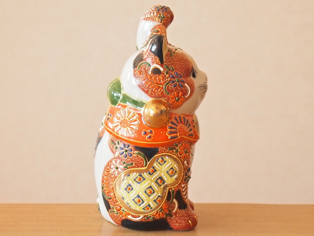 4号招き猫 盛小紋 紙箱入/ 九谷焼 陶幸 マルヨネ 九谷焼マルヨネ 陶芸