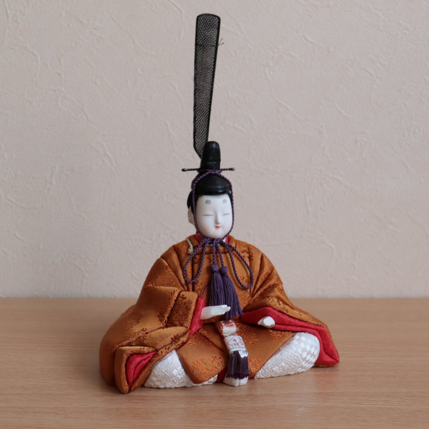 伝統的工芸品 柿沼東光作 伝産・吉祥雛 黄櫨染 本仕立箔押屏風 手描き