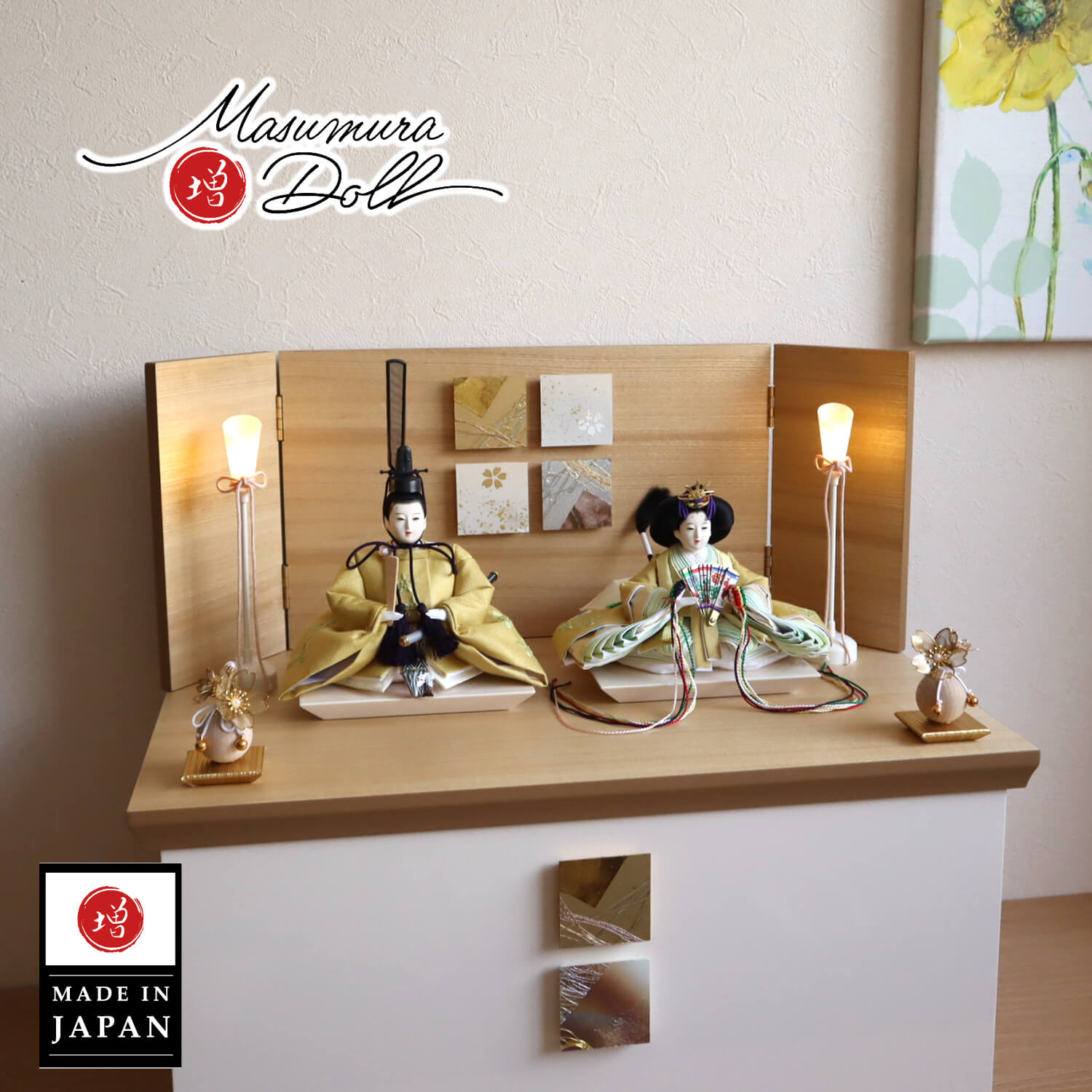 京都・大橋弌峰作 京九番正絹西陣織 内裏雛 柔装束 京頭師：藤澤 瑞馨