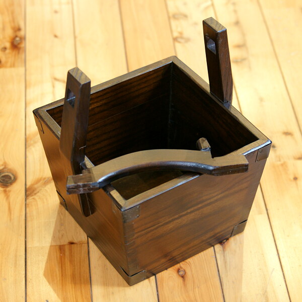 岡山特産 烏城彫 炭斗箱 炭とり箱 茶道具 箱炭 木製 割