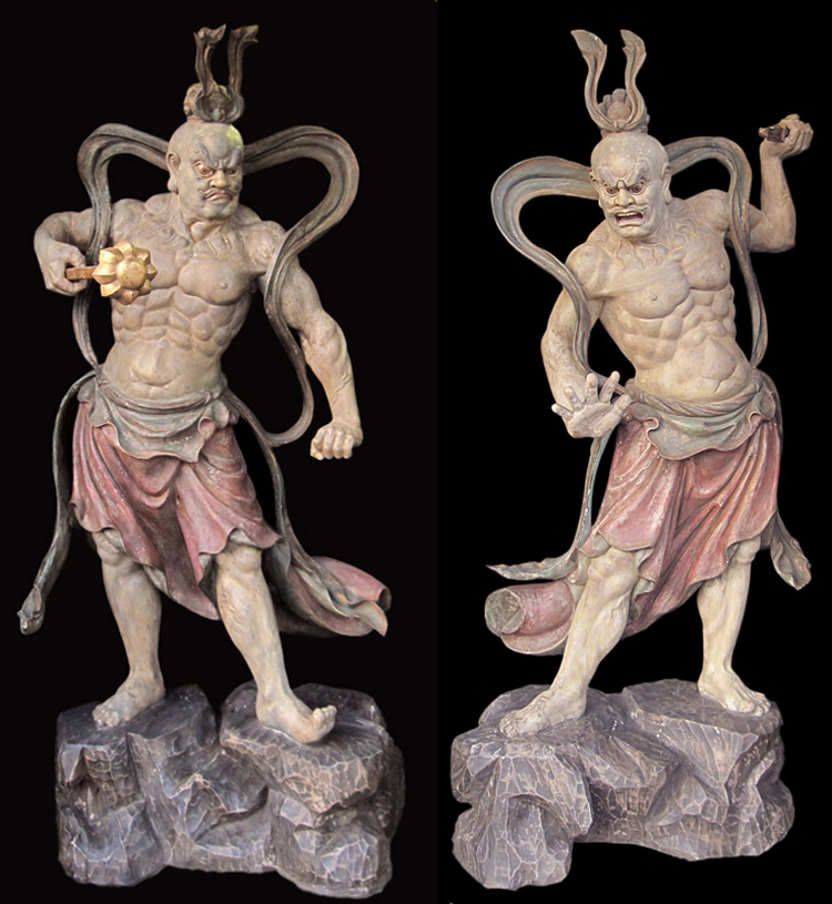 金剛力士像（阿形 吽形）仁王像 極上品 檜木 彫刻 災難除去 木彫仏像