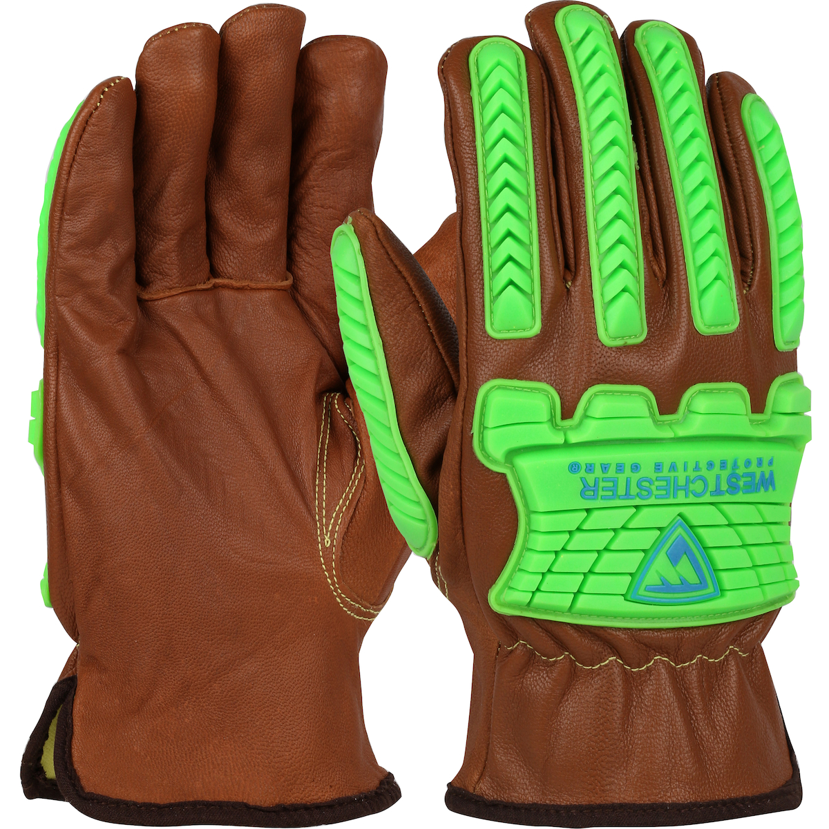 Vibrastop™ VIBGV Work Glove | Hi-Viz Leather Palm Anti-Vibration