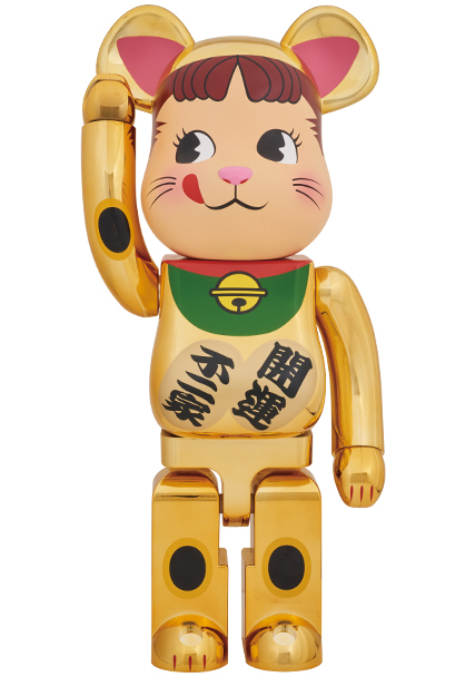 メディコム・トイ 招き猫 ペコちゃん 福 銀メッキ 1000% BE@RBRICK