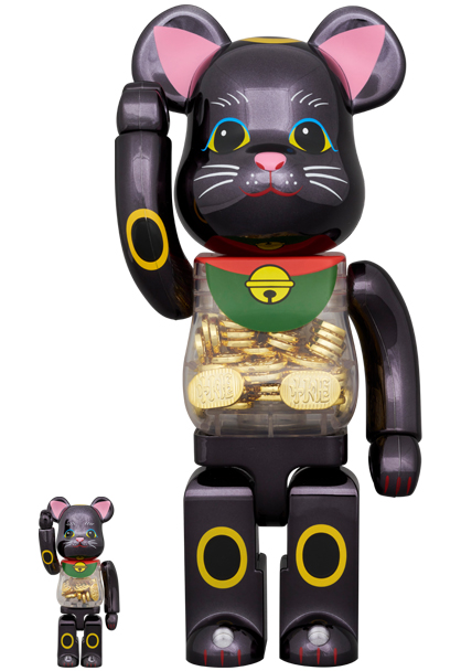 MEDICOM TOY - BE@RBRICK 招き猫 小判 千万両 黒メッキ 100％ & 400％