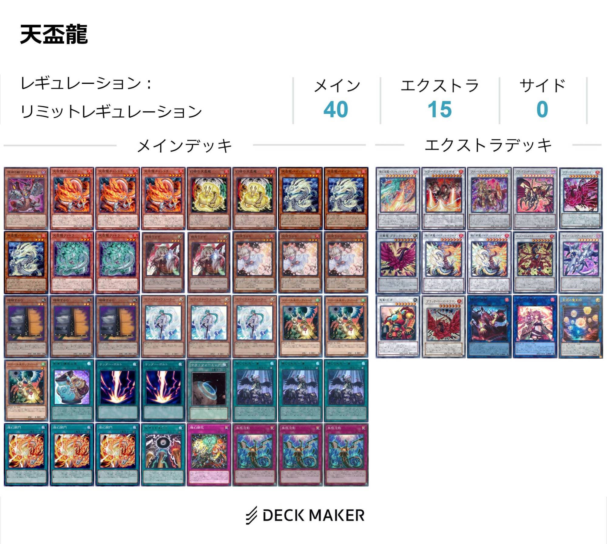 大会優勝ガチ構築済みデッキ 遊戯王 天盃龍 天牌龍 デッキパーツ