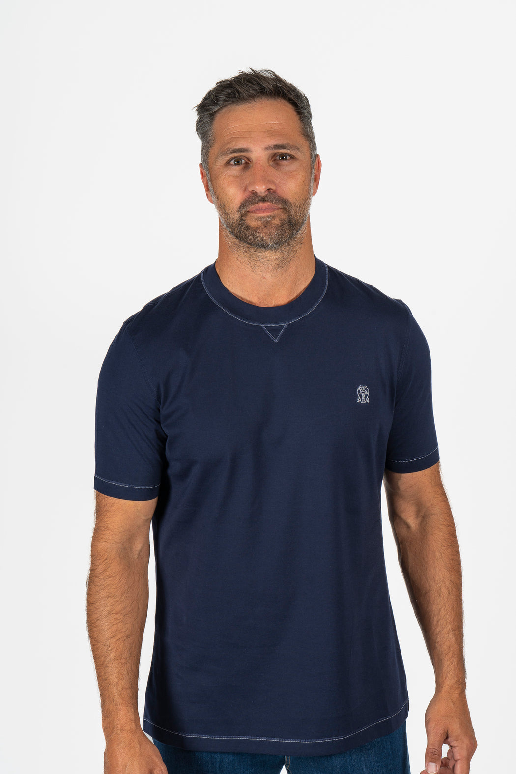 BRUNELLO CUCINELLI | T-Shirt With Logo | Navy — Mitchell Ogilvie