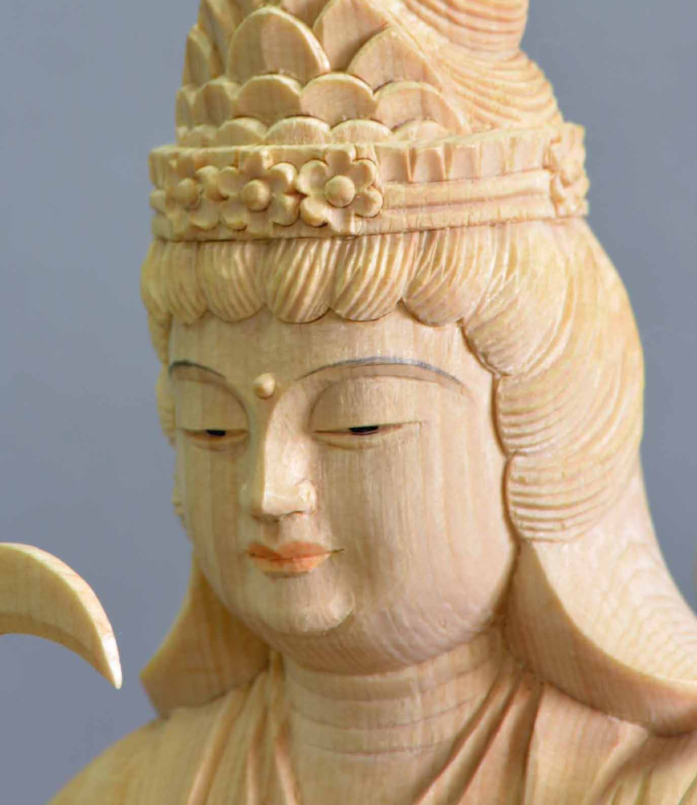 最上稲荷坐像 1.2尺 桧材 木地仕上げ 木彫仏像の制作・販売・通販 熟練