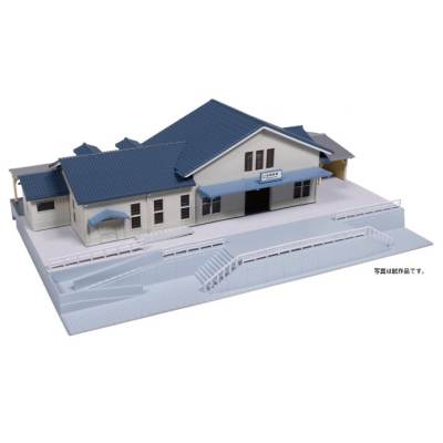 HOゲージ】（着色完成品）ローカル木造駅舎と立ち食いそば屋さん（木製