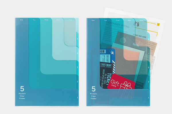 クリアファイル｜5ポケットクリアホルダー＜A4＞ ツーウェイ柄 青A