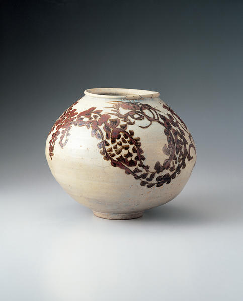 古い昔の木組み 壷 壺 木製 鉄 朝鮮美術 李朝 時代 桶 樽 二