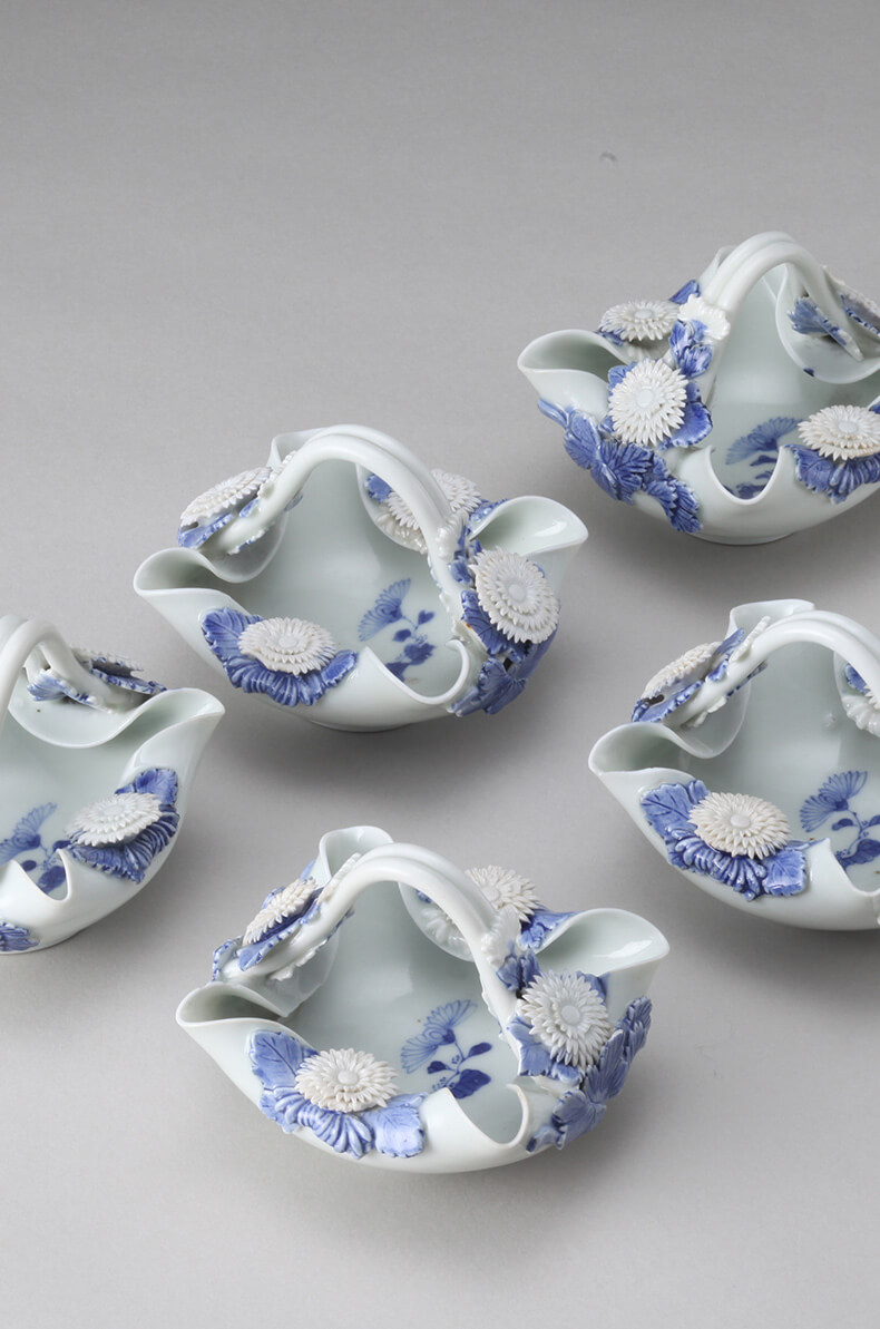 出石焼 花柄 染付 一升 徳利 [B31383] 出石焼 花柄 染付 一升 徳利