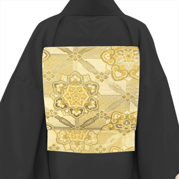 オンラインカタログ]酒井守 振袖用袋帯 西陣織 絹 華文 襷 金色