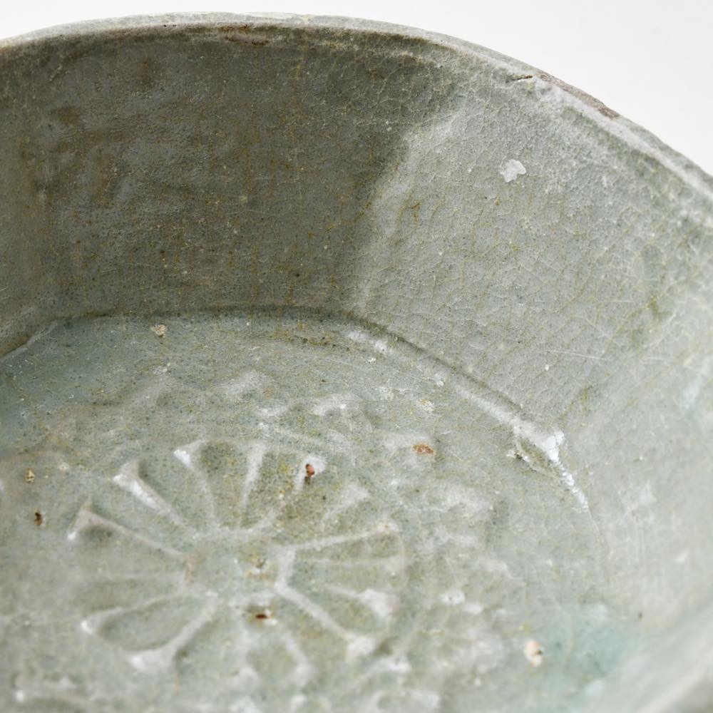 16世紀 高麗青磁 上手白泥象嵌八角鉢4客 幅約11.5㎝東Y7-1224☆2F 16