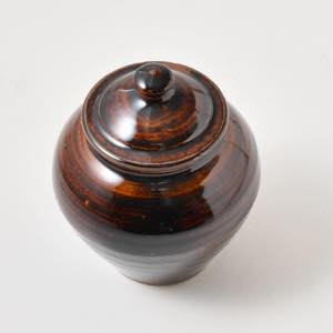 まゆみ窯 飴釉 蓋付き壺 中 ｜ みんげい おくむら （日本と世界の民芸）