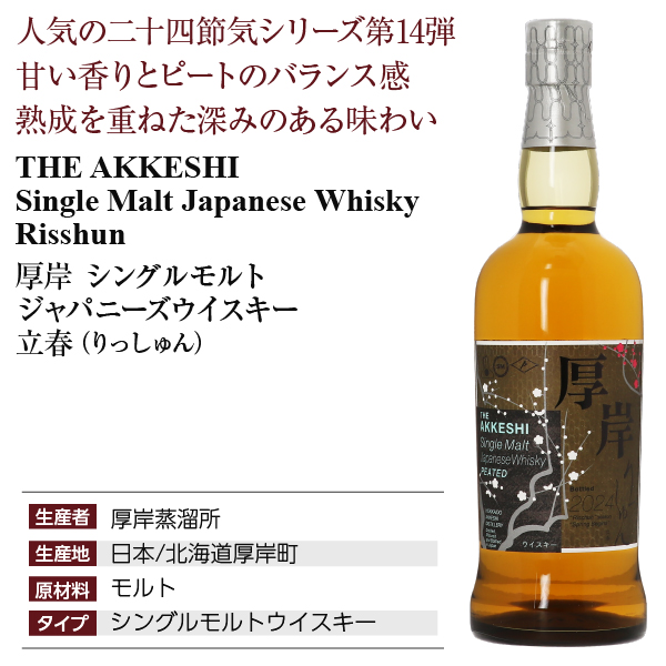 厚岸 シングルモルト ウイスキー 立春 厚岸蒸溜所の正規販売店