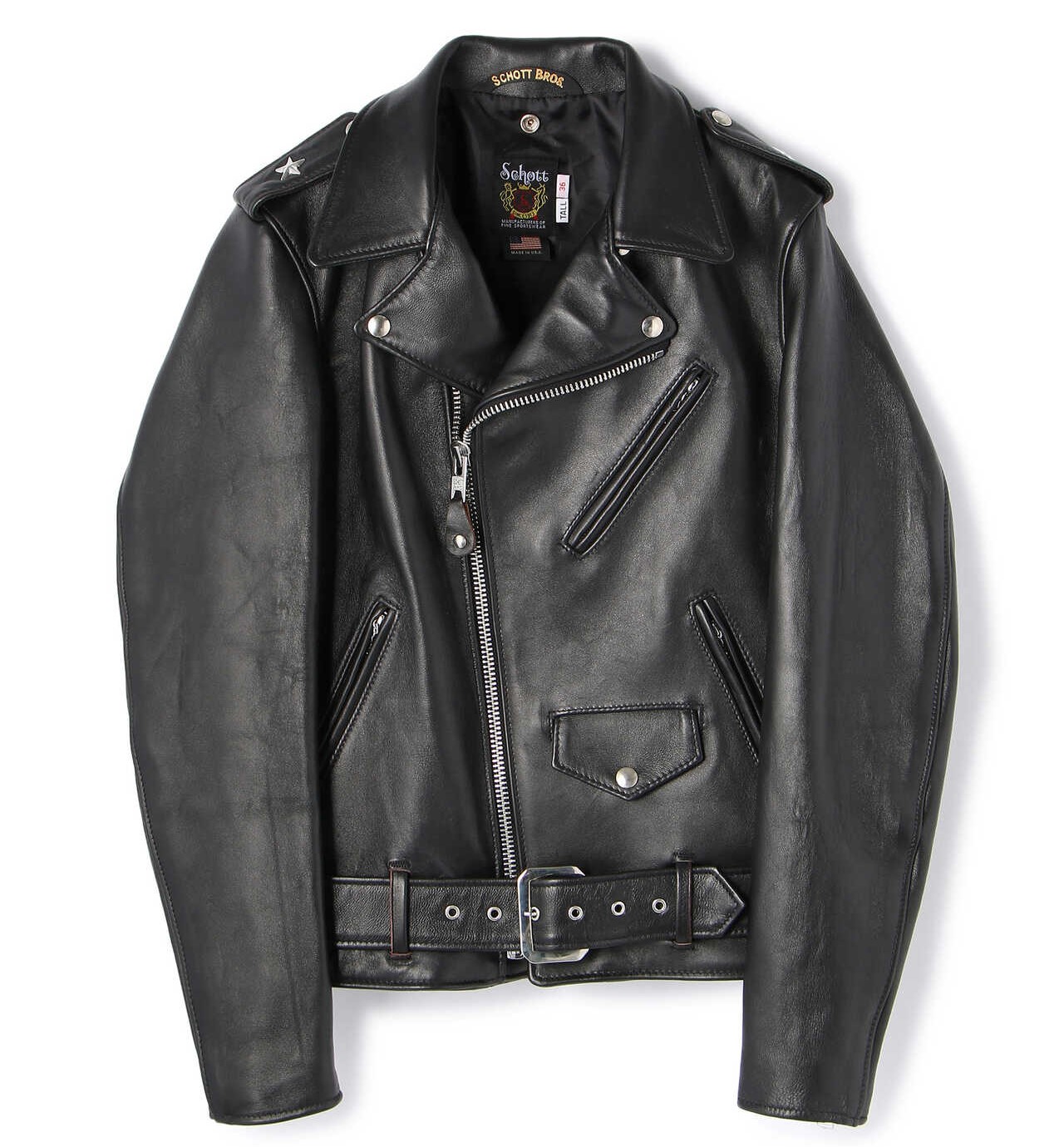 1 Schott フード付きライダースシープスキン