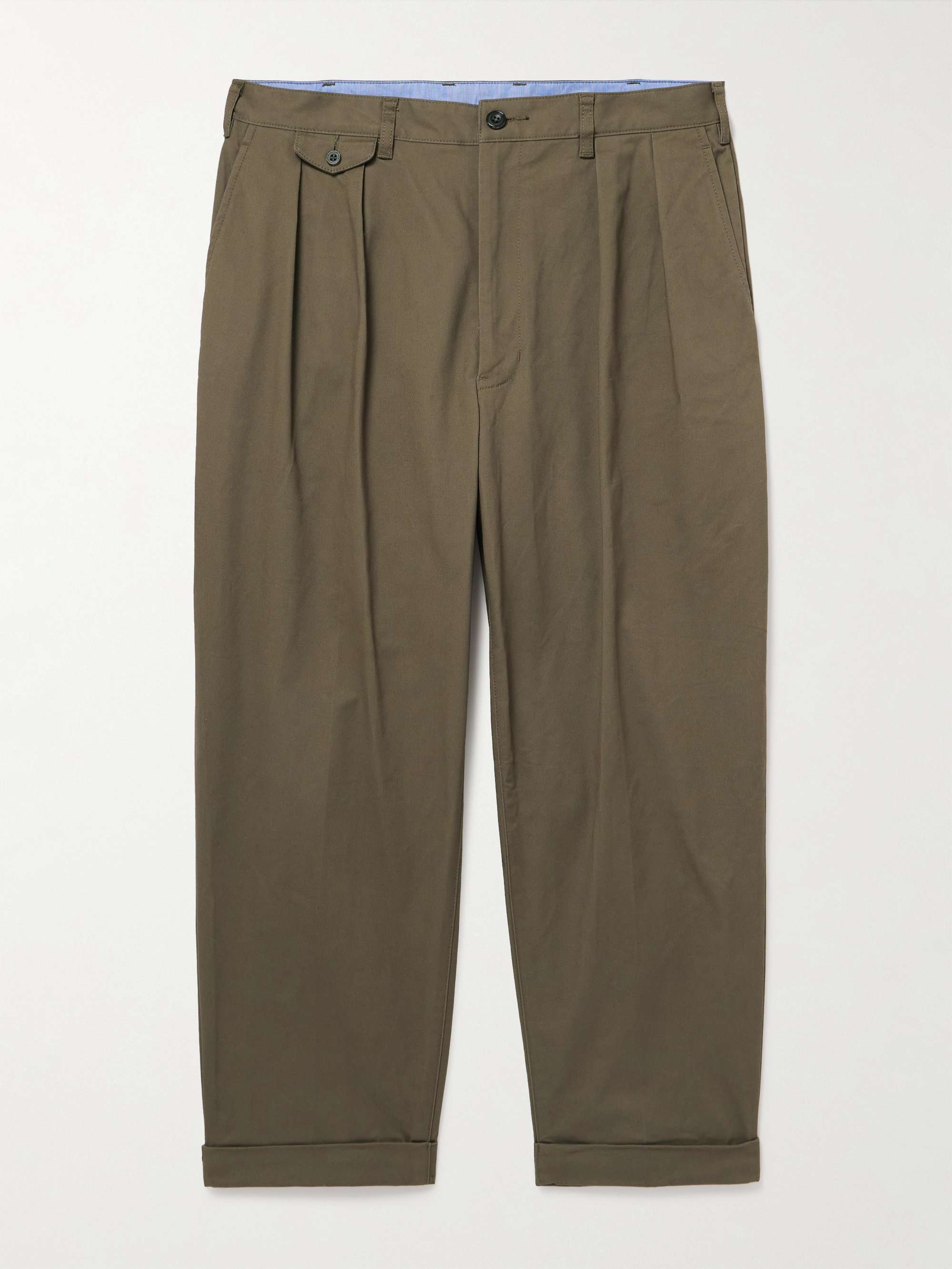 BEAMS PLUS 2 Pleats Tapered Pleated Cotton-Blend Twill Trousers