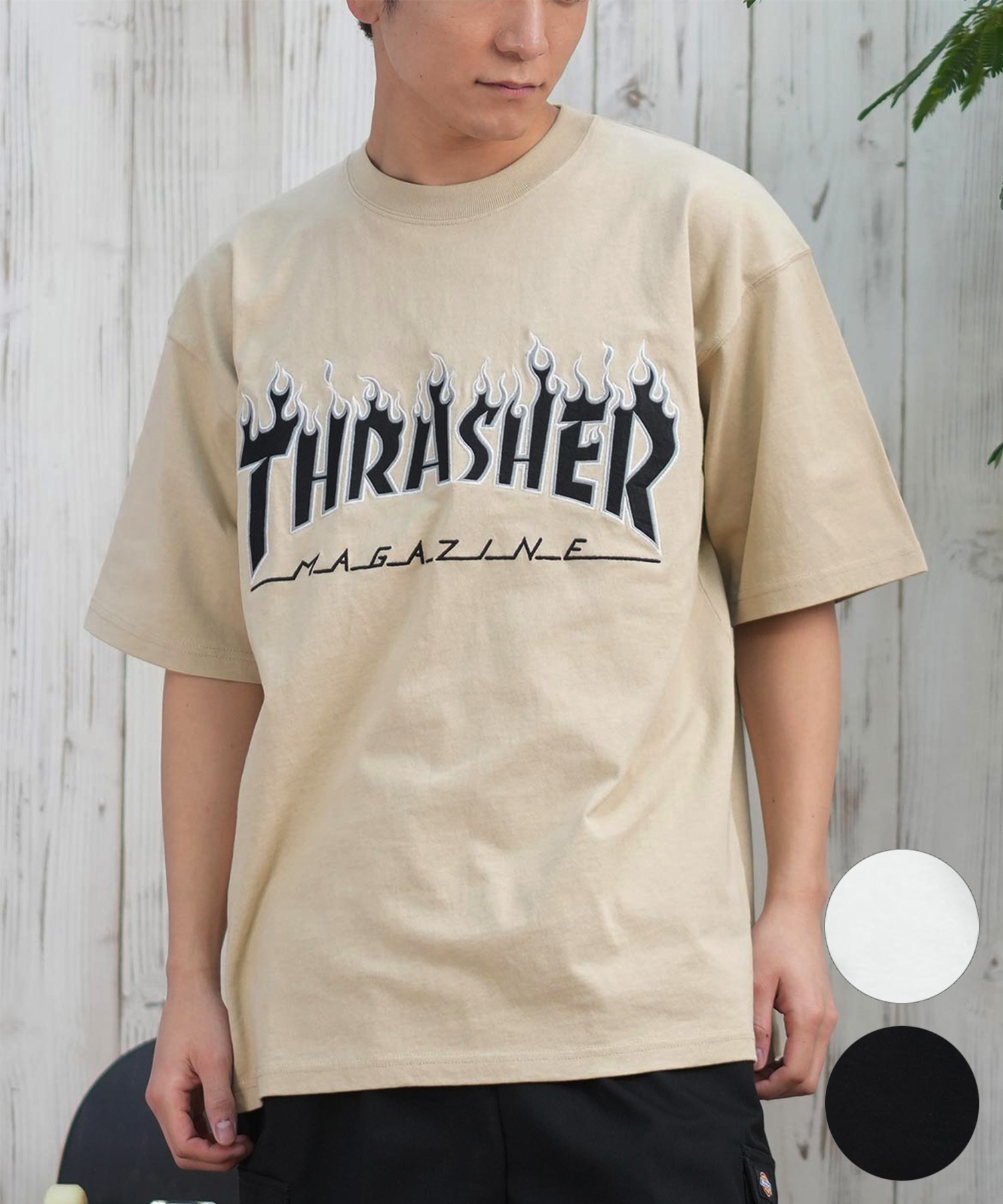 THRASHER スラッシャー 半袖 Tシャツ メンズ フロント刺繍 オーバー