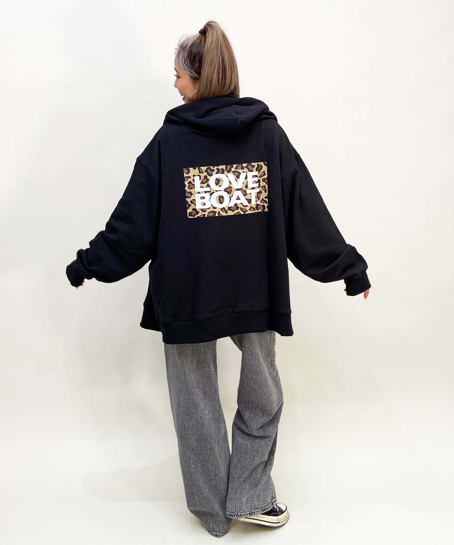 LOVE BOAT/ラブボート レディース ヒョウ柄 BIGジップパーカー LB