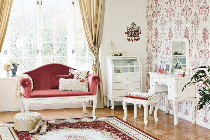 ヴィオレッタシリーズ ガラスキャビネット(アンティークホワイト) RCC