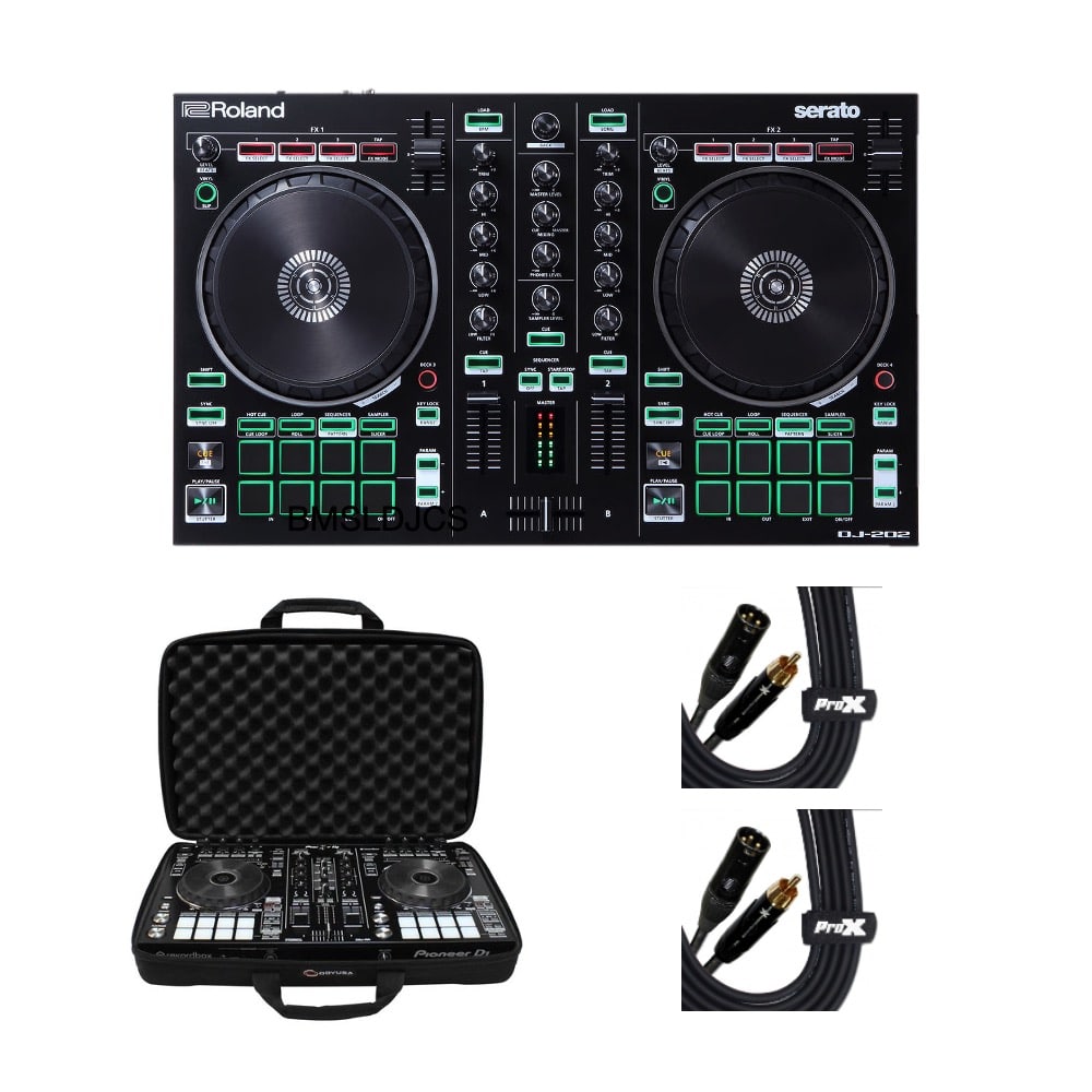 Set of Roland DJ-202 2-Channel Roland DJ Controller + Case, 2x RCA