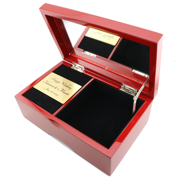 漆器 オルゴール 曲名不明 18弁・23弁・30弁】会津塗 宝石箱（M）朱