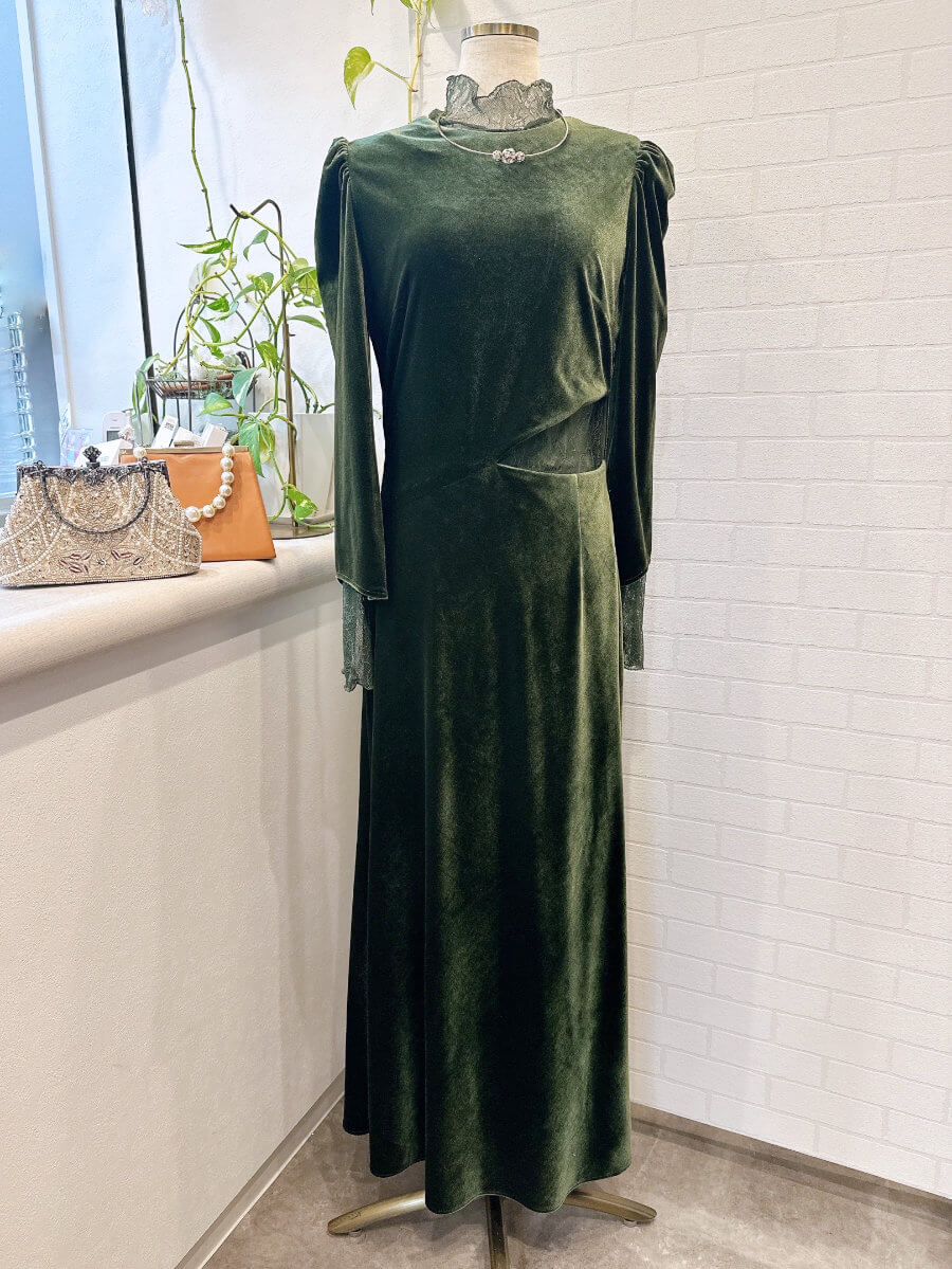 my closet / ベロアホールレースドレス