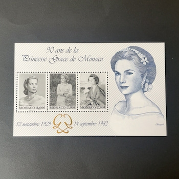 2839 外国切手 モナコ グレース ケリー グリーン 凹版 高額面シート