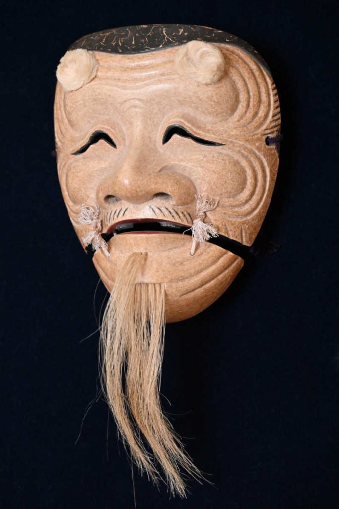 お面 能面 荒巻 作 翁 木彫り 神楽面 骨董品 工芸品