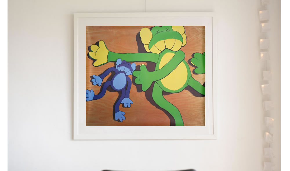 特大KAWSポスター額縁付き4枚セット 白額付きポスター】KAWS(カウズ)21