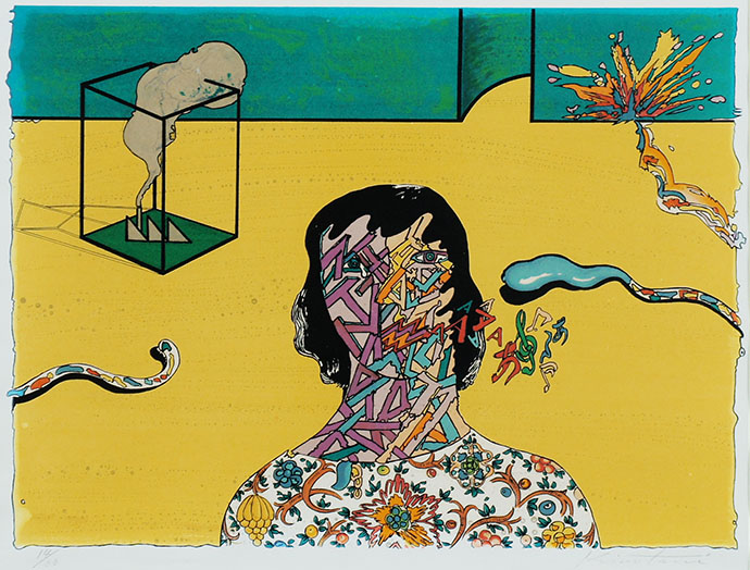 絹谷幸二 版画 石版画 めぐりあう時 版画 「香菜子」 限定500部 絹谷