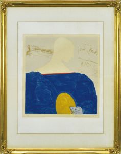 池田 満寿夫、女と鳥、新品額装付、画集画、状態良好 池田満寿夫、壁の