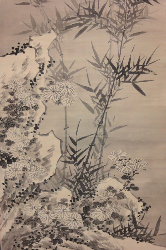 江馬細香 墨竹菊図/掛け軸 絵画の買取.販売.表装/長良川画廊