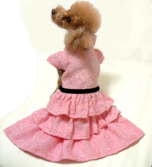 dog wear ラメブラックツィードフリルワンピースハンドメイド