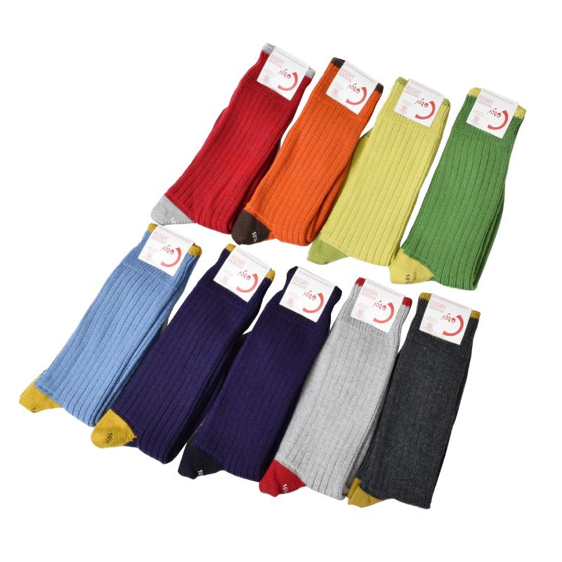 Corgi コーギ ソックス Heel & Toe ウールコットン 厚手 無地コンビ