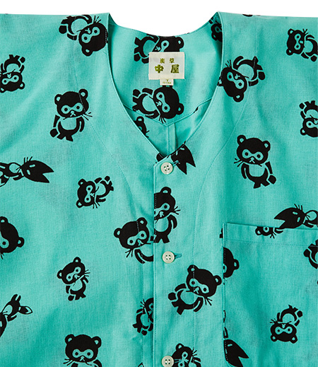 上下組 たぬき（緑×茶／たぬき） 浅草中屋-商品詳細：浅草中屋「祭り