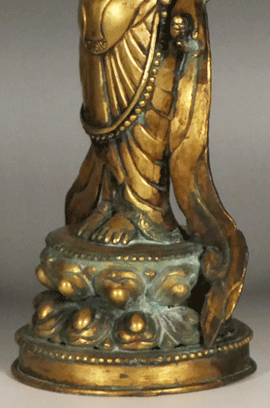 2024 ♥☆彡 とても古い 銅製 観音像 立像 2 観音様 仏像 骨董 中国