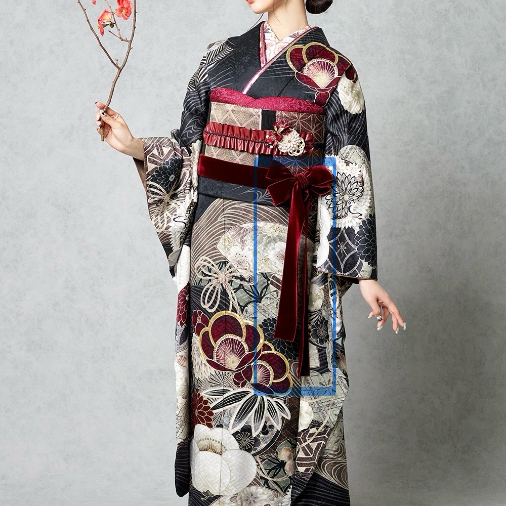 景井ひな 振袖フルセット 黒 景井ひな振袖フルセット黒