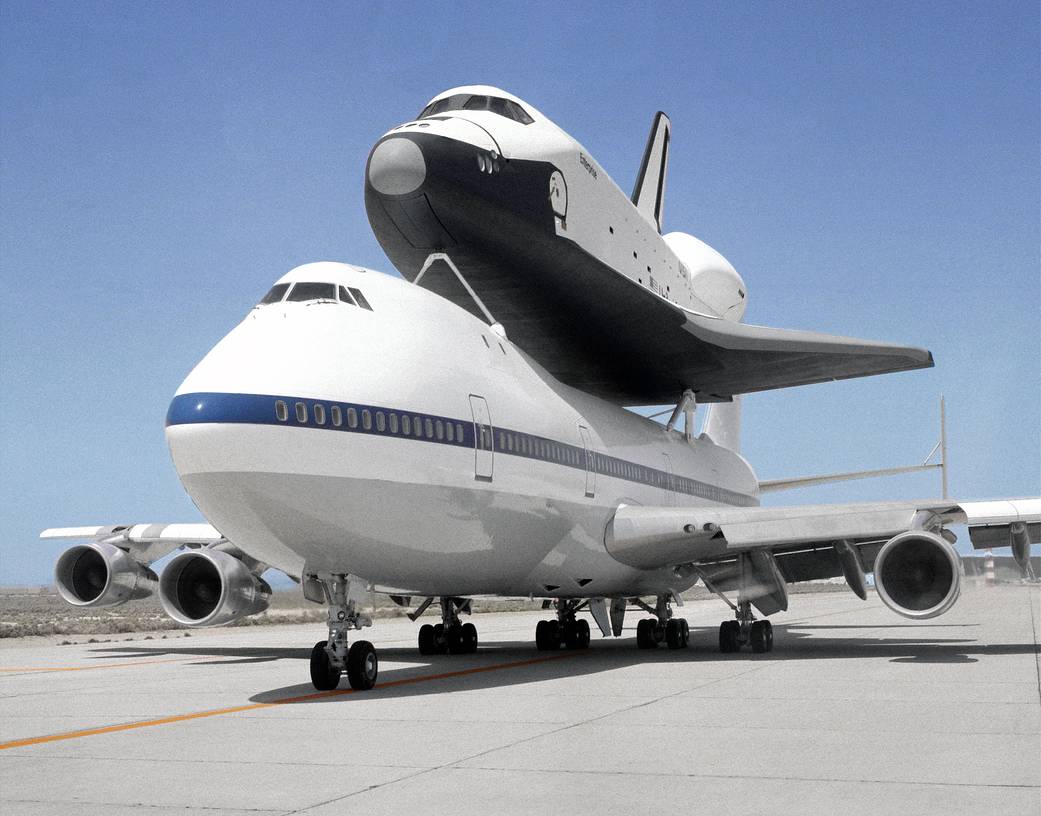 Shuttle Enterprise Mated to 747 SCA on Ramp - NASA