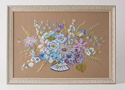 戸塚刺繍作品山水画 木製パーテーション 二つ折り式