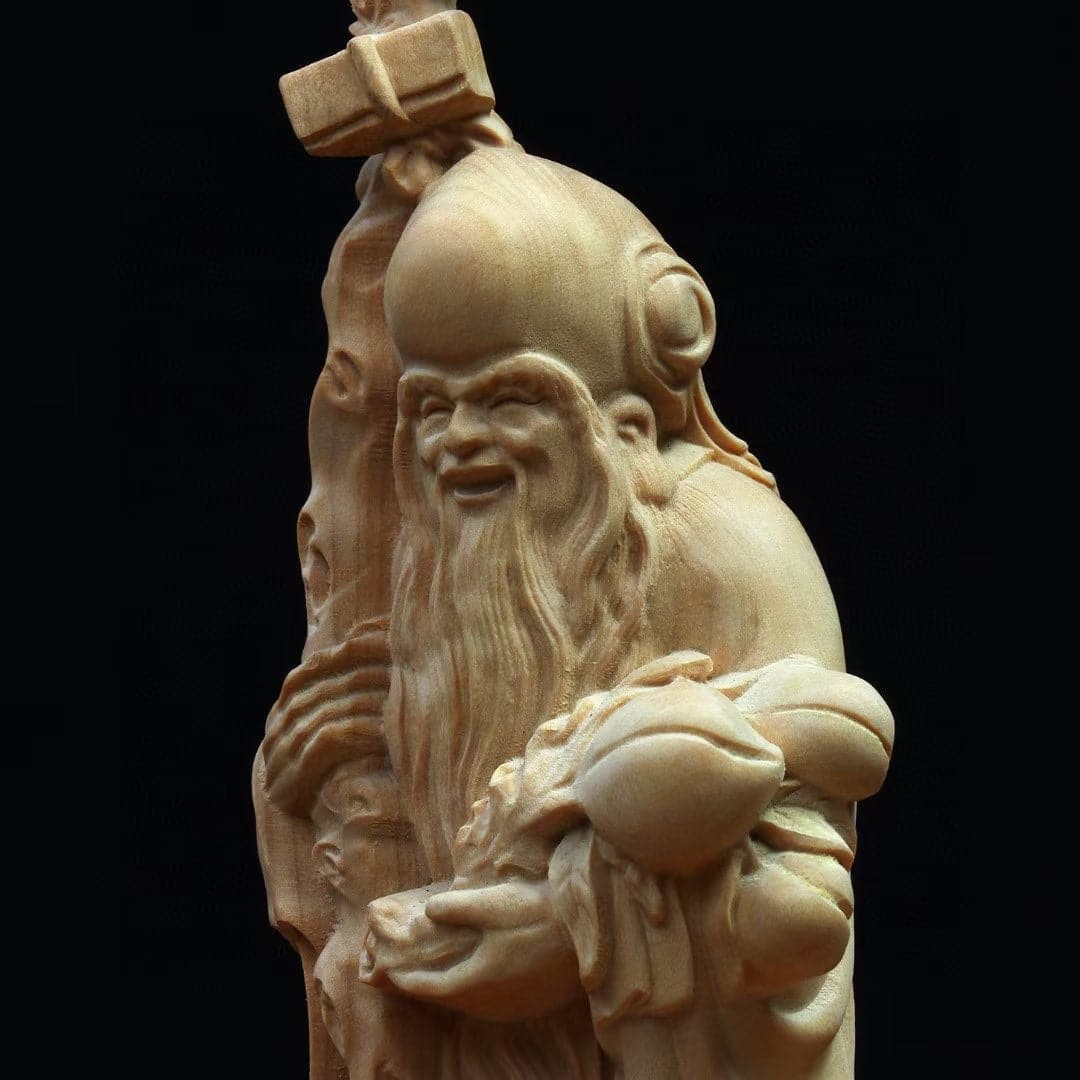 木彫り 仏像 七福神 寿老人 置物 縁起物 福禄寿の通販 – 念珊閣仏像