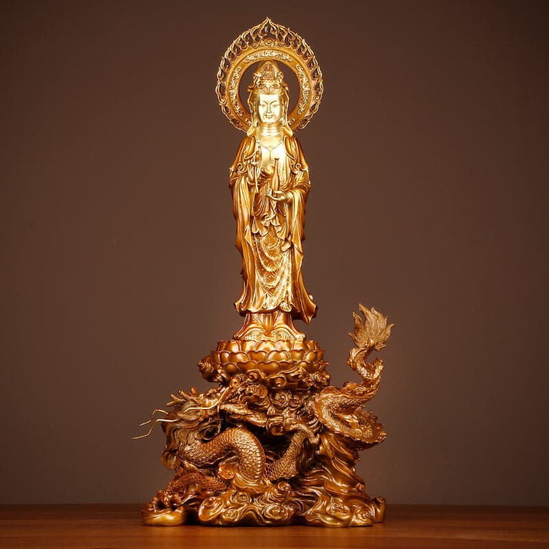 仏教美術 仏像 観音菩薩 騎龍観音菩薩仏像 仏堂 奉納 銅製品 工芸品