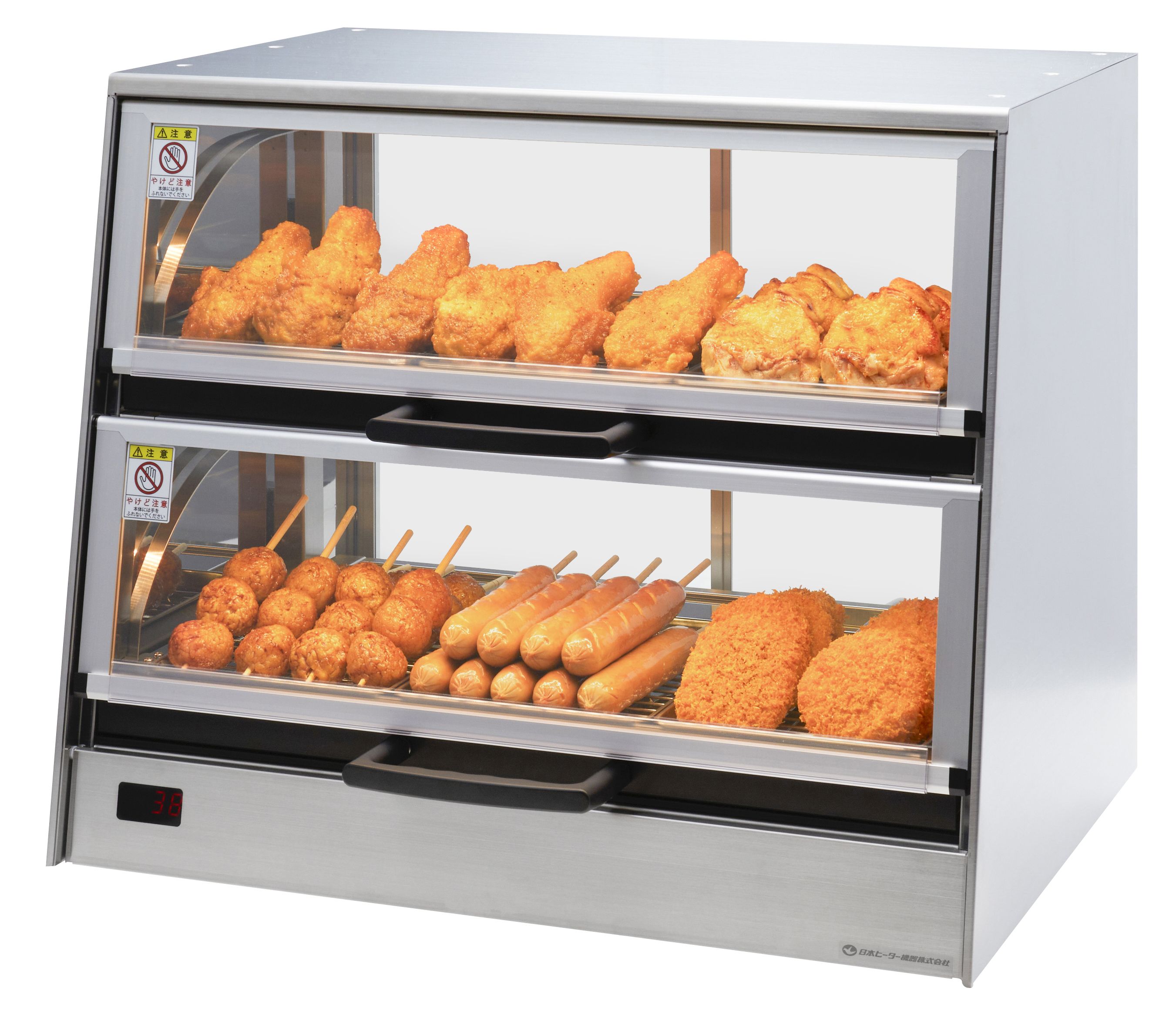 ホットショーケース、トレー4枚付き オールステンレスで衛生的 業務用