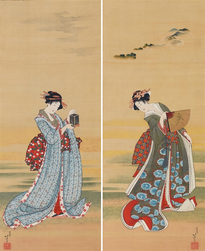 伝・葛飾北斎筆【春草図】春画◇複製工芸画 日本画 浮世絵 美人画